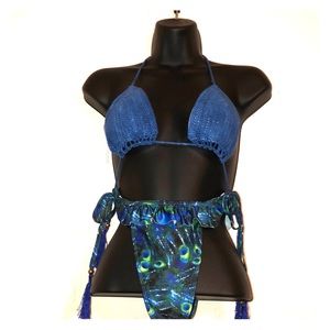Royal blue swim suit with tassels!